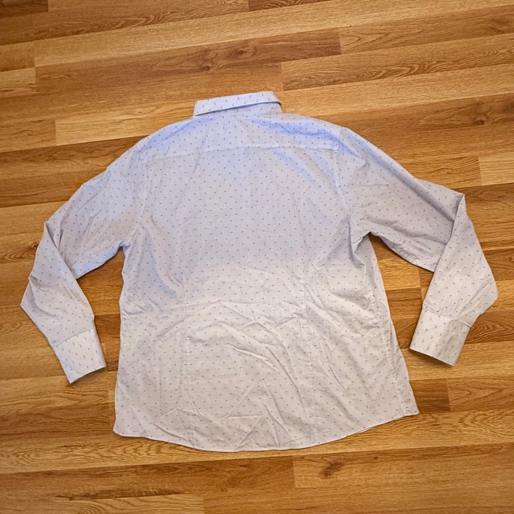 Lands' End Men's 18 Supima Cotton Dress Shirt Embroidered Dot Long Sleeve‎ - Picture 5 of 5